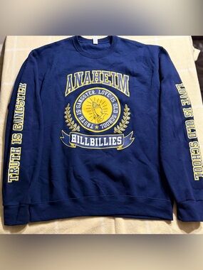Gwen Stefani Anaheim Hillbillies Logo Navy Crewneck Sweatshirt